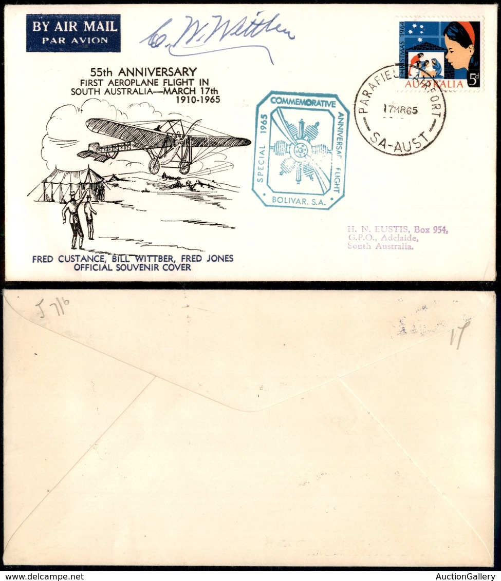 ITALIA - AEROGRAMMI - 1965 (17 Marzo) - Primo Volo Australiano - 55° Anniversario - Aerogramma Con Autografo Wittber - Autres & Non Classés