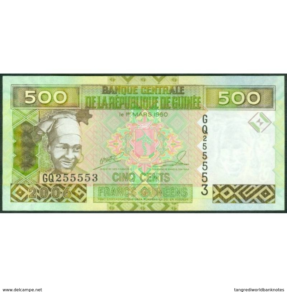 TWN - GUINEA 39a - 500 Francs 2006 Prefix GQ UNC - Guinea