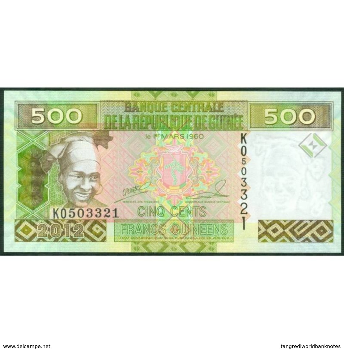 TWN - GUINEA 39b - 500 Francs 2012 Prefix KO UNC - Guinea