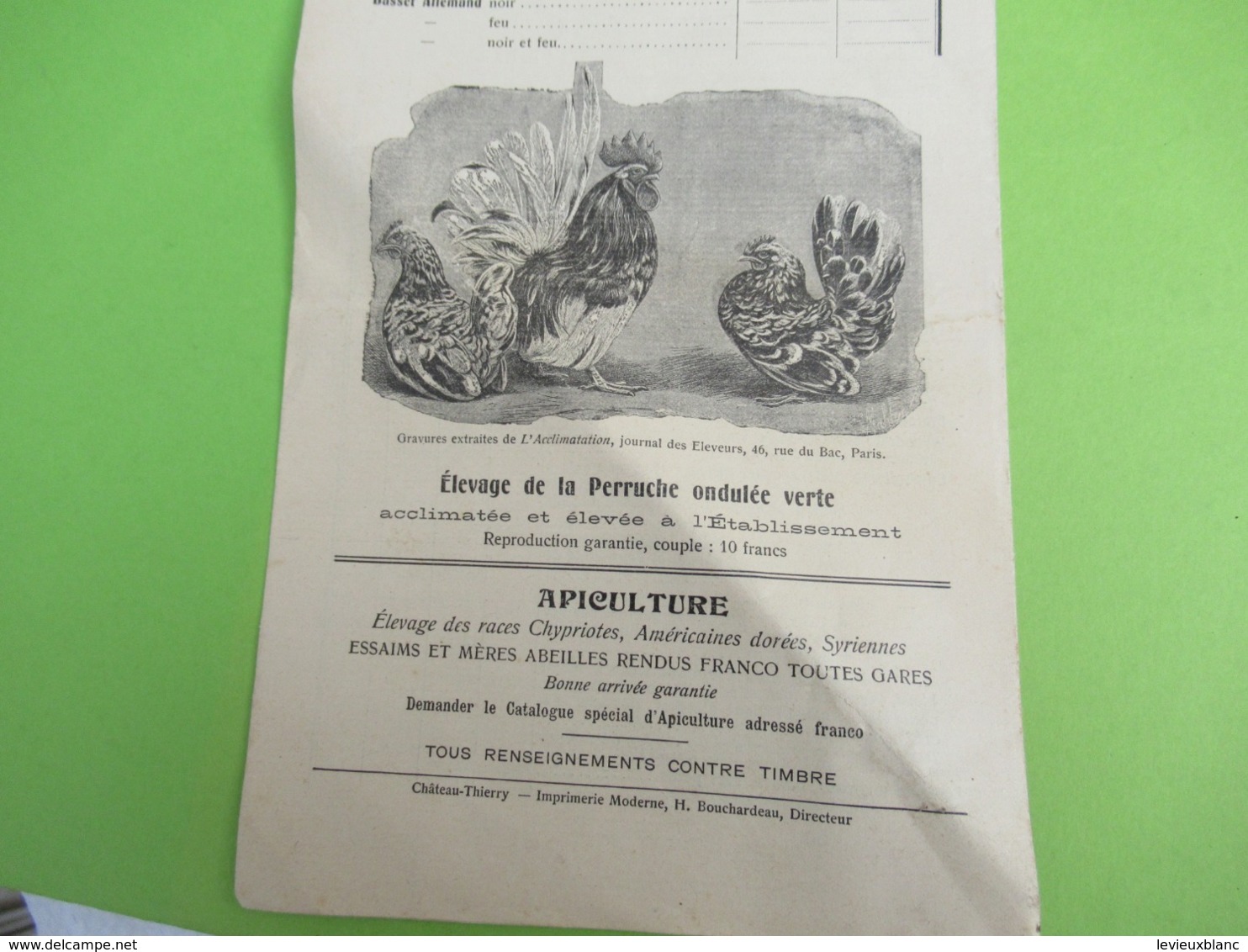 Dépliant Catalogue-tarif à 3 Volets/Etablissement D'Elevage De Races De Volailles/DE BACKER/Chateau-Thierry/1911  CAT266 - Other & Unclassified