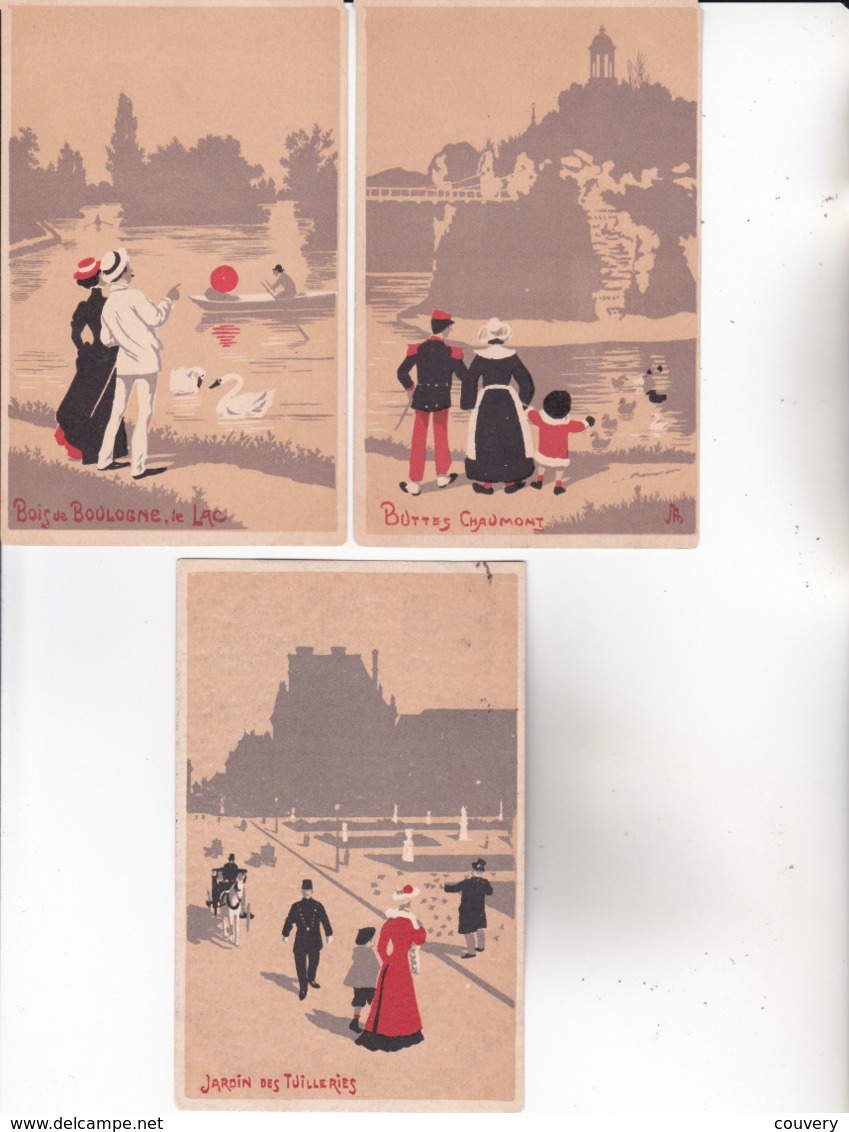 CPA 75 PARIS ,6 Cartes D'illustrateur.( 5 Non écrites ,et Une écrite En 1908.) - Andere & Zonder Classificatie