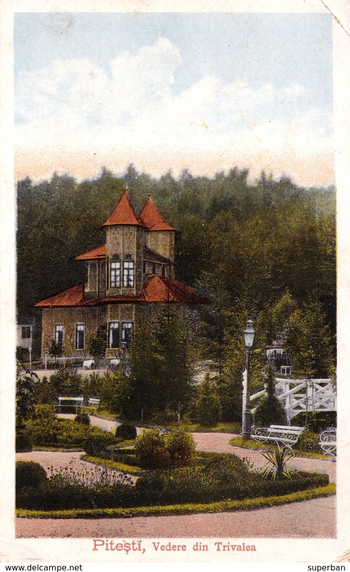 PITESTI / ARGES : PARCUL TRIVALEA - CARTE POSTALE VOYAGÉE En 1918 Par POSTE MILITAIRE : K.u.K. FELDPOSTSTAMT 394 (ad003) - Roumanie