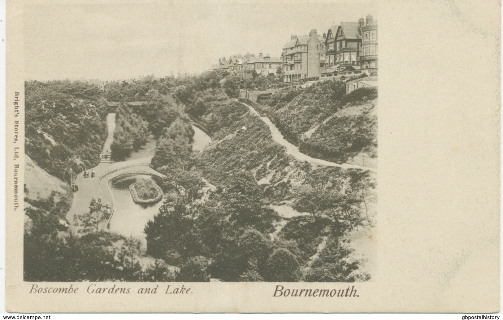 UK BOURNEMOUTH – BOSCOMBE Gardens And Lake, Rare Unused B/w Pc (Bright) Ca. 1910 - Bournemouth (hasta 1972)