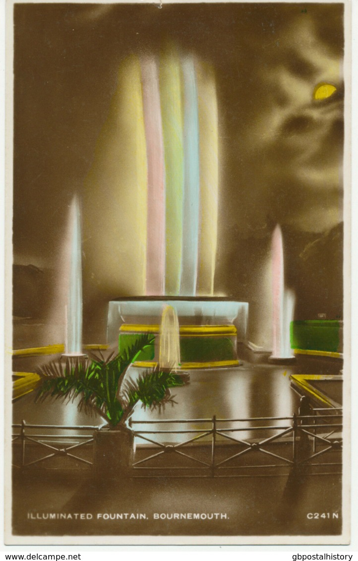 UK BOURNEMOUTH – Illuminated Fountain – Rare Coloured Unused RP, Ca. 1930, R! - Bournemouth (avant 1972)