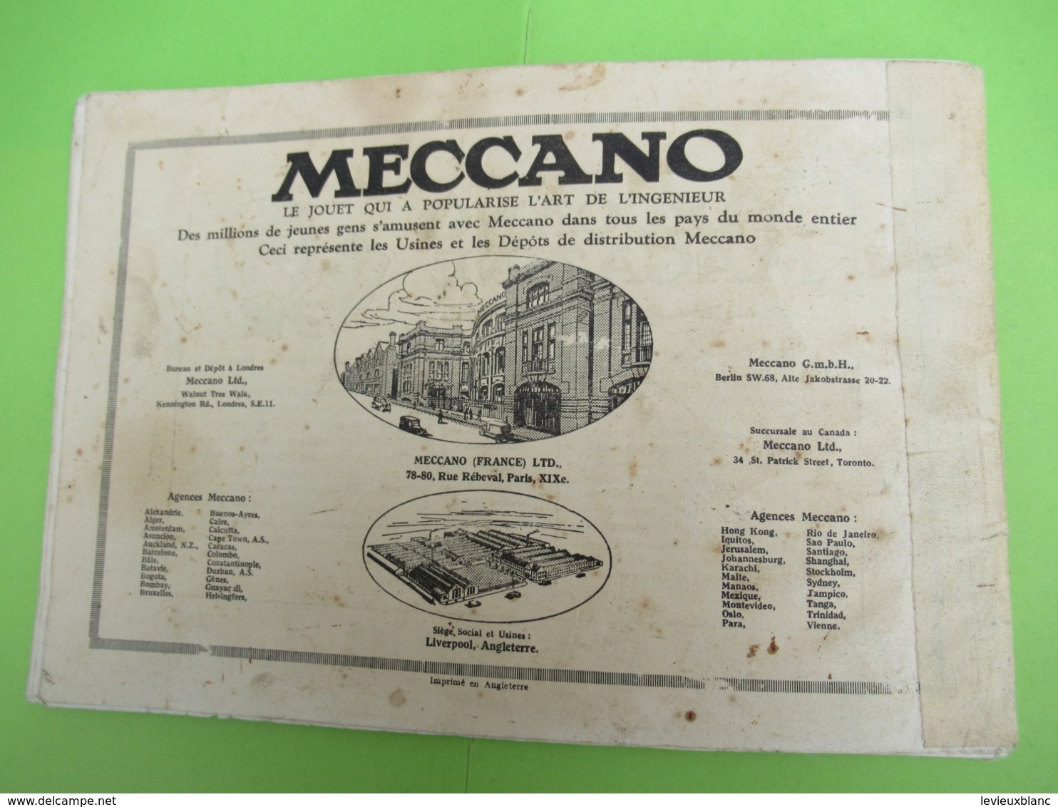 Catalogue MECCANO/ Mécanismes standard/Meccano France Ltd /vers 1925  CAT267