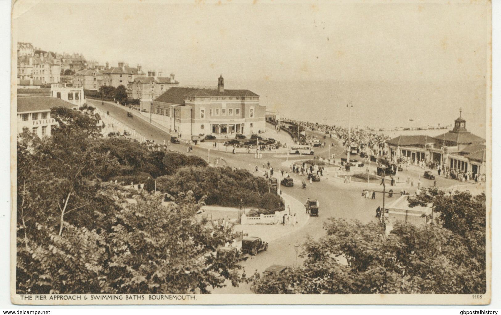 UK BOURNEMOUTH – The Pier Approach & Swimming Baths, Copper Engraved Used 1930s - Bournemouth (hasta 1972)