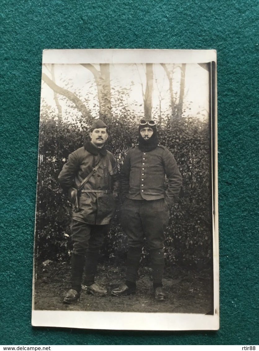 Carte Photo De Deux Automobilistes Avec Veste En Cuir Et Lunettes 1914-18 - 1914-18