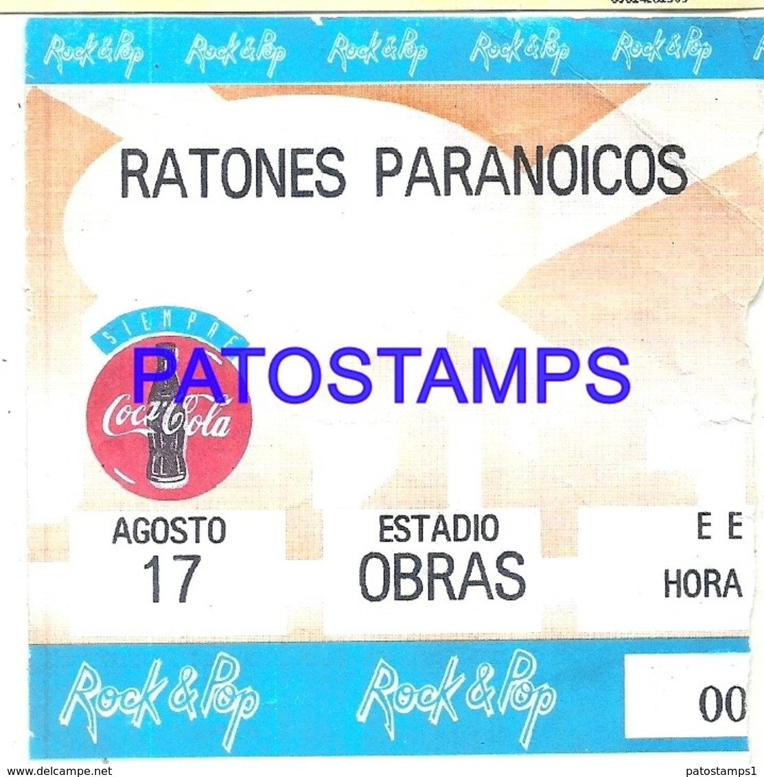 120677 ARGENTINA ARTIST GROUP ROCK & ROLL RATONES PARANOICOS IN STADIUM OBRAS TICKET ENTRADA NO POSTAL POSTCARD - Other & Unclassified