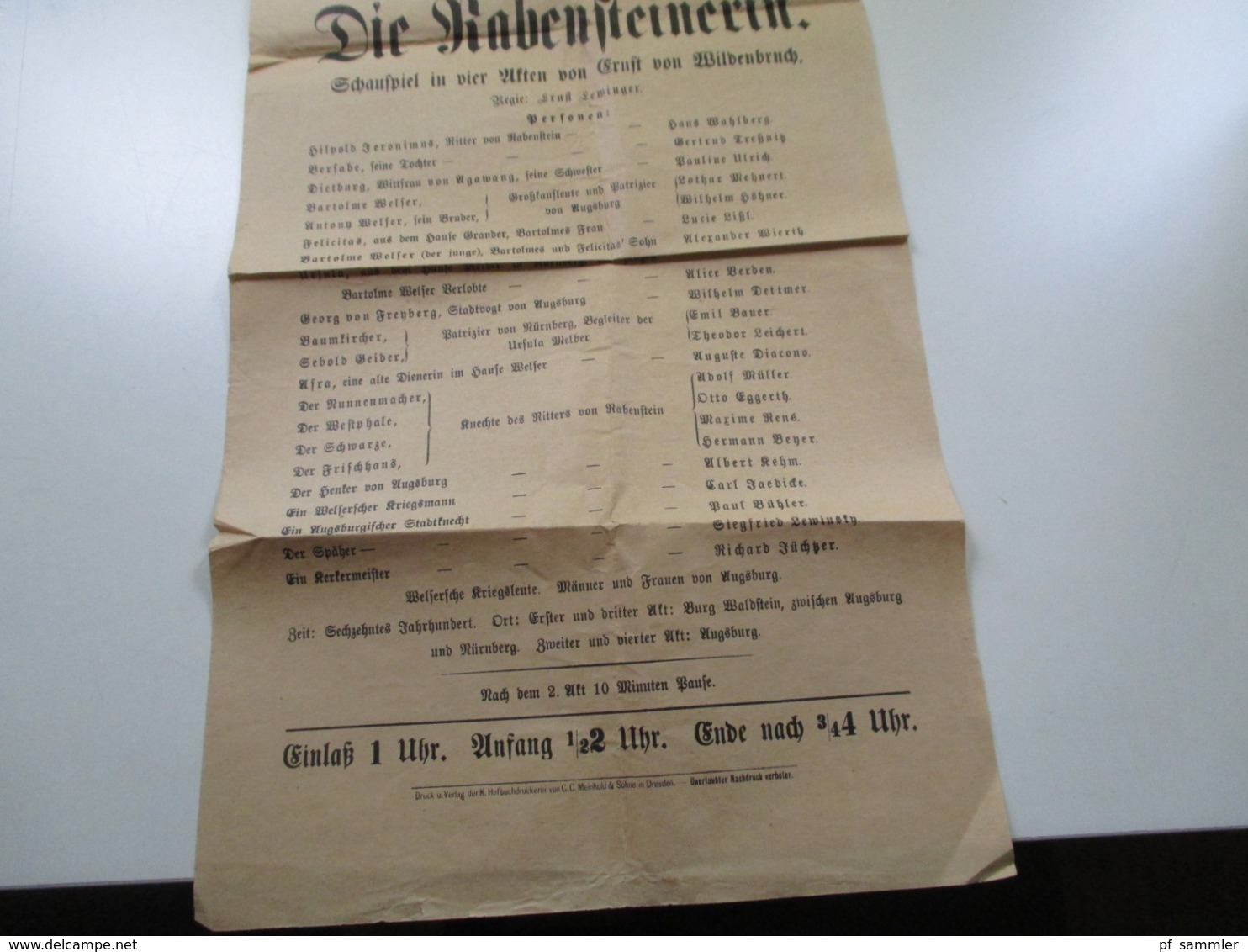 Königliches Schauspielhaus Seestr. 5 aus dem Jahre 1910 Programme / Werbeplakate Die Rabensteinerin / Der Misanthrop