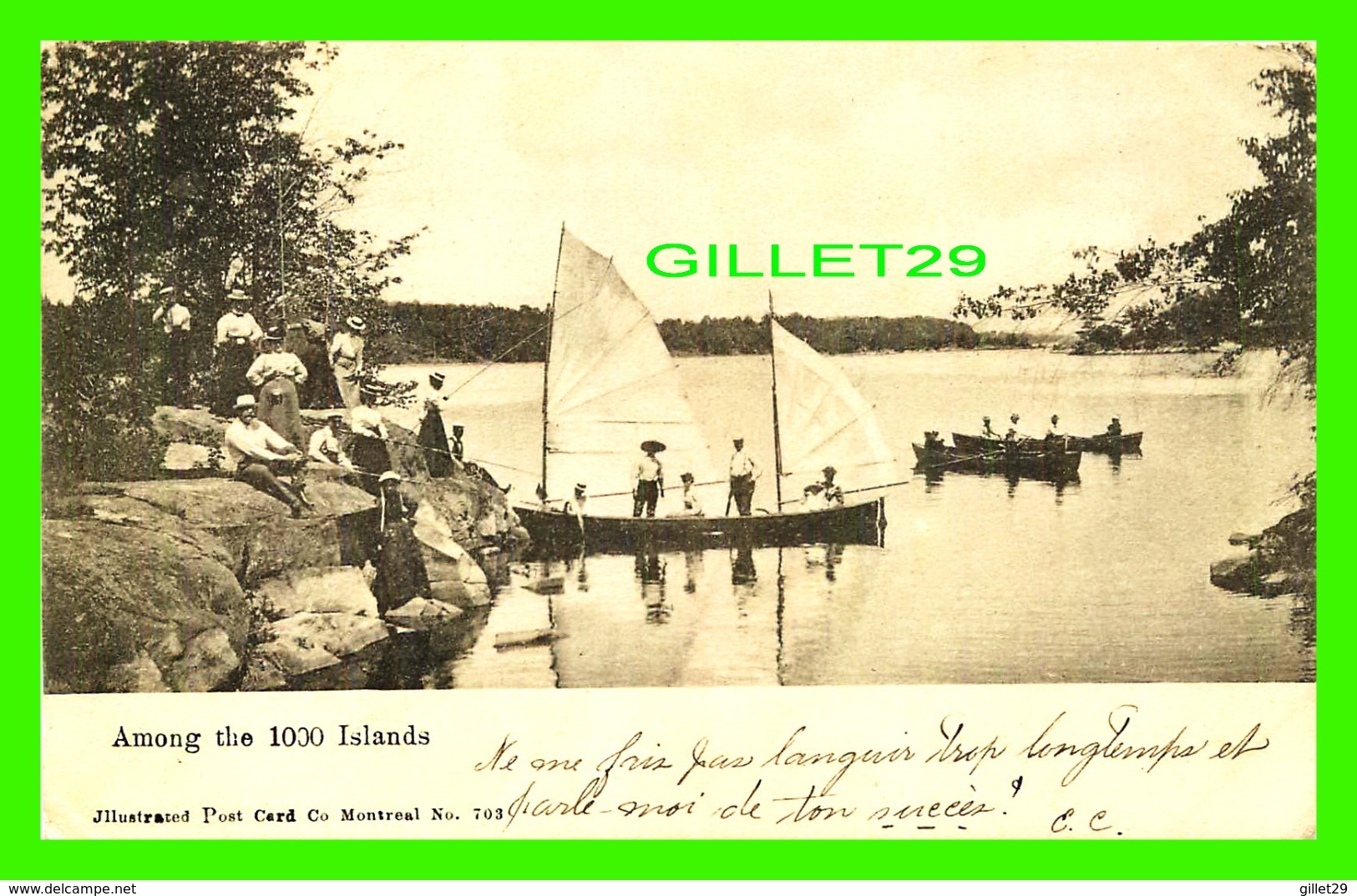 THOUSAND ISLANDS, ONTARIO - AMONG THE 1000 ISLANDS - WELL ANIMATED - TRAVEL IN 1905 - ILLUSTRATED POST CARD CO - - Thousand Islands