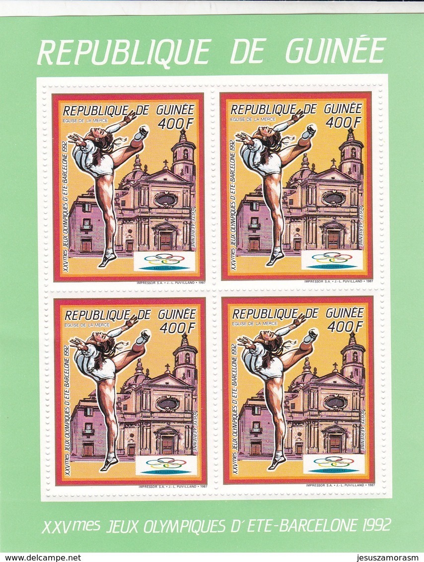 Republica De Guinea Nº Michel 1187A Al 1192A En Hojas De Cuatro Series Verde - Verano 1992: Barcelona