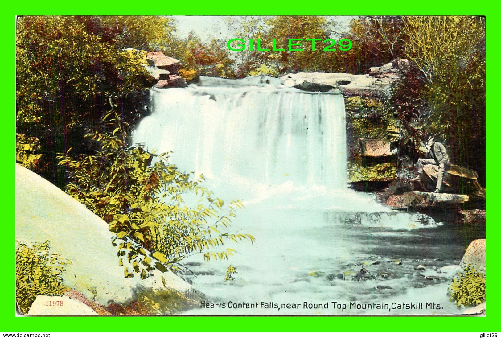 CATSKILL, NY - HEARTS CONTENT FALLS, NEAR ROUND TOP MOUNTAIN - TRAVEL IN 1912 - A. C. BOSSELMAN & CO - - Catskills