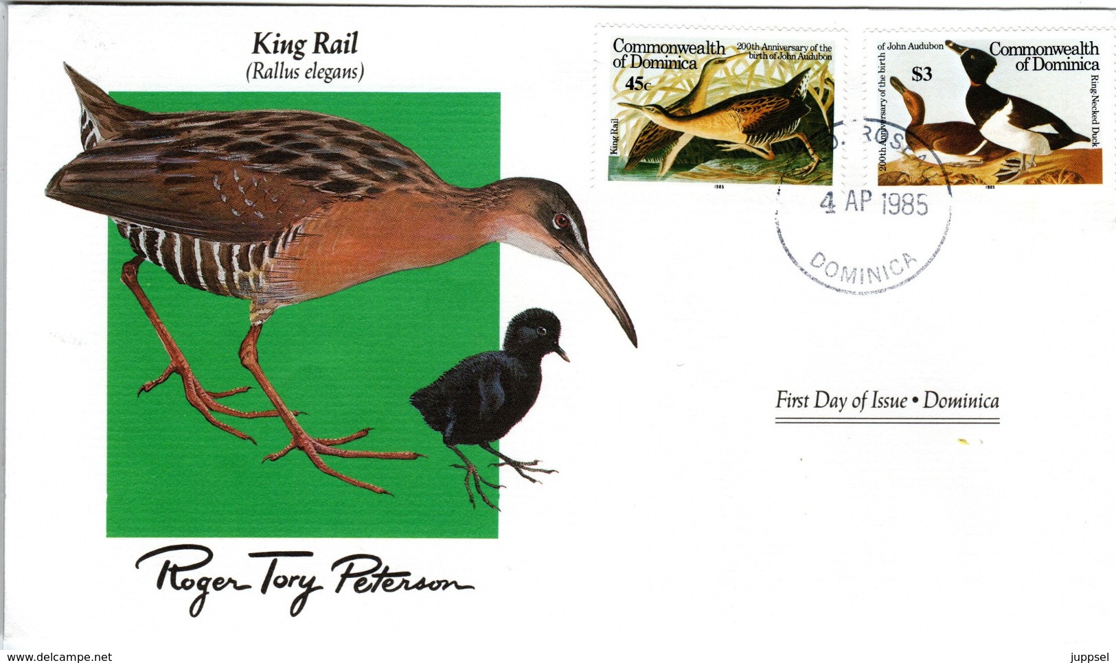 FDC DOMINICA Birds  /  Oiseaux, DOMINIQUE, Lettre De Première Jour,  RALLUS ELEGANS - Entenvögel