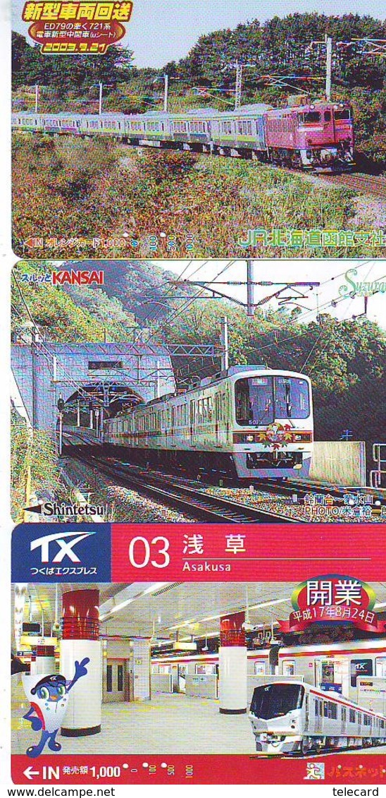 3 Carte Prépayée JAPON Différentes * CHEMIN DE FER (LOT TRAIN A-9) JAPAN * 3 TRAIN DIFFERENT PHONECARDS - Treinen