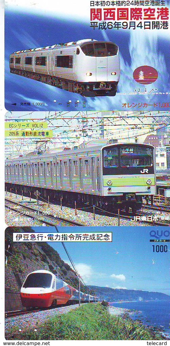 3 Carte Prépayée JAPON Différentes * CHEMIN DE FER (LOT TRAIN A-12) JAPAN * 3 TRAIN DIFFERENT PHONECARDS - Treni