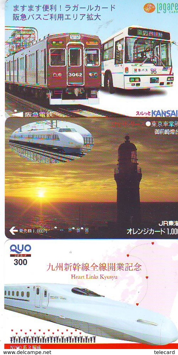 3 Carte Prépayée JAPON Différentes * CHEMIN DE FER (LOT TRAIN A-18) JAPAN * 3 TRAIN DIFFERENT PHONECARDS - Trains