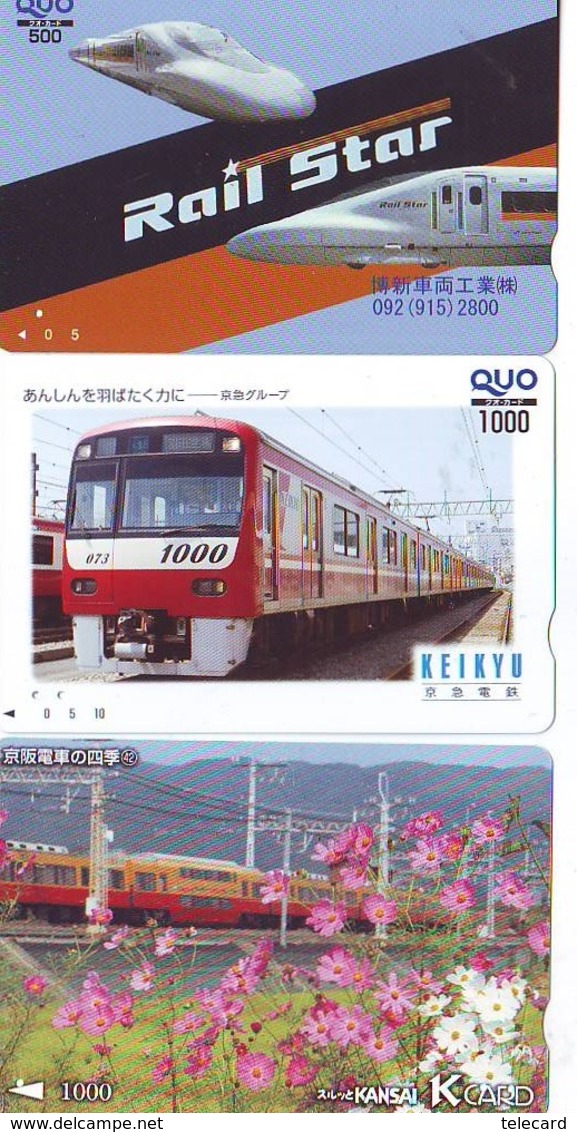 3 Carte Prépayée JAPON Différentes * CHEMIN DE FER (LOT TRAIN A-19) JAPAN * 3 TRAIN DIFFERENT PHONECARDS - Treni