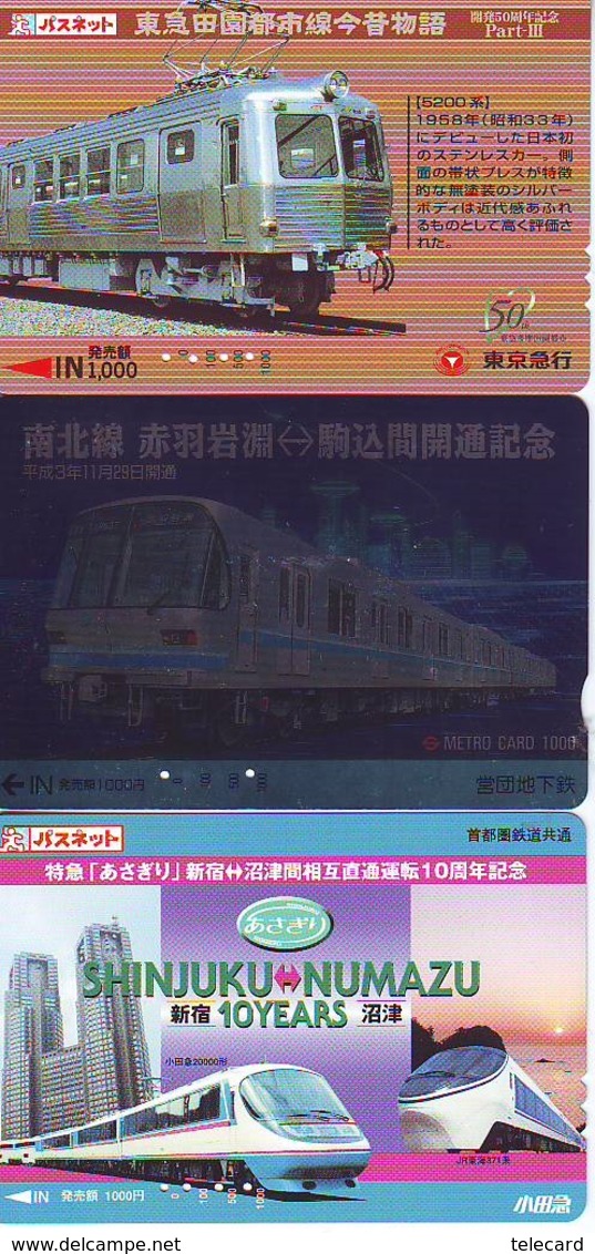 3 Carte Prépayée JAPON Différentes * CHEMIN DE FER (LOT TRAIN A-23) JAPAN * 3 TRAIN DIFFERENT PHONECARDS - Eisenbahnen