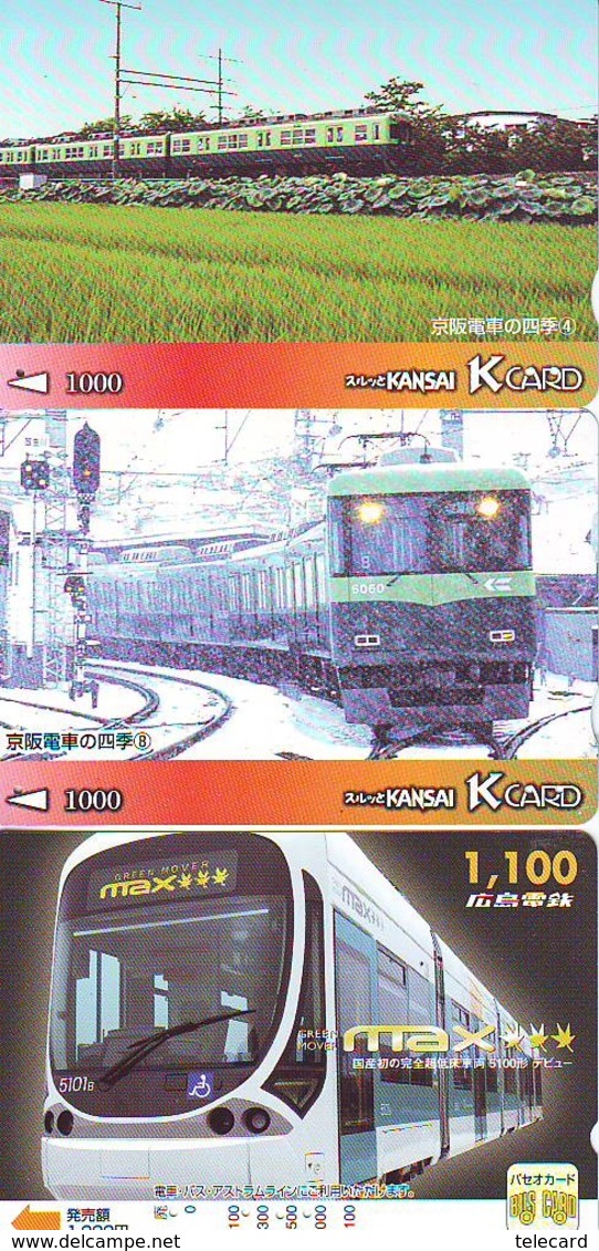 3 Carte Prépayée JAPON Différentes * CHEMIN DE FER (LOT TRAIN A-35) JAPAN * 3 TRAIN DIFFERENT PHONECARDS - Eisenbahnen