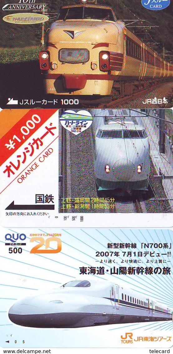 3 Carte Prépayée JAPON Différentes * CHEMIN DE FER (LOT TRAIN A-43) JAPAN * 3 TRAIN DIFFERENT PHONECARDS - Treinen
