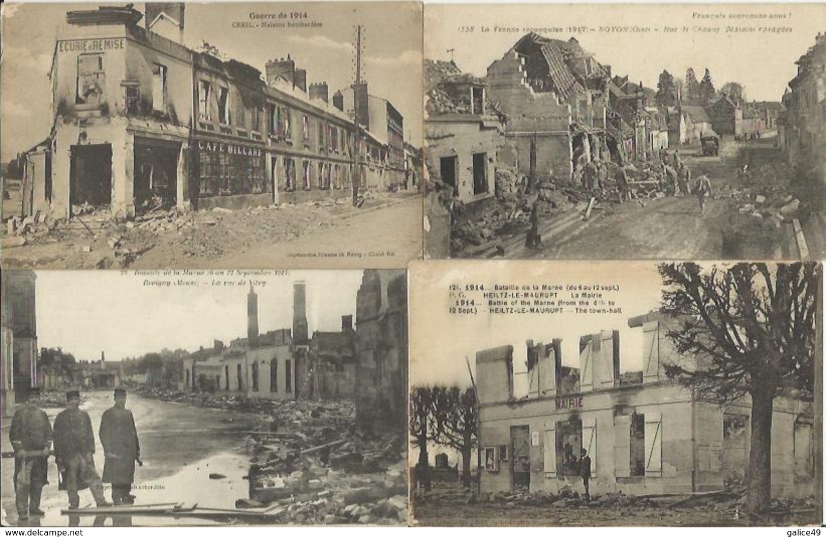 9491 Lot De 50 CPA Villes Et Villages Bombardés - War 1914-18
