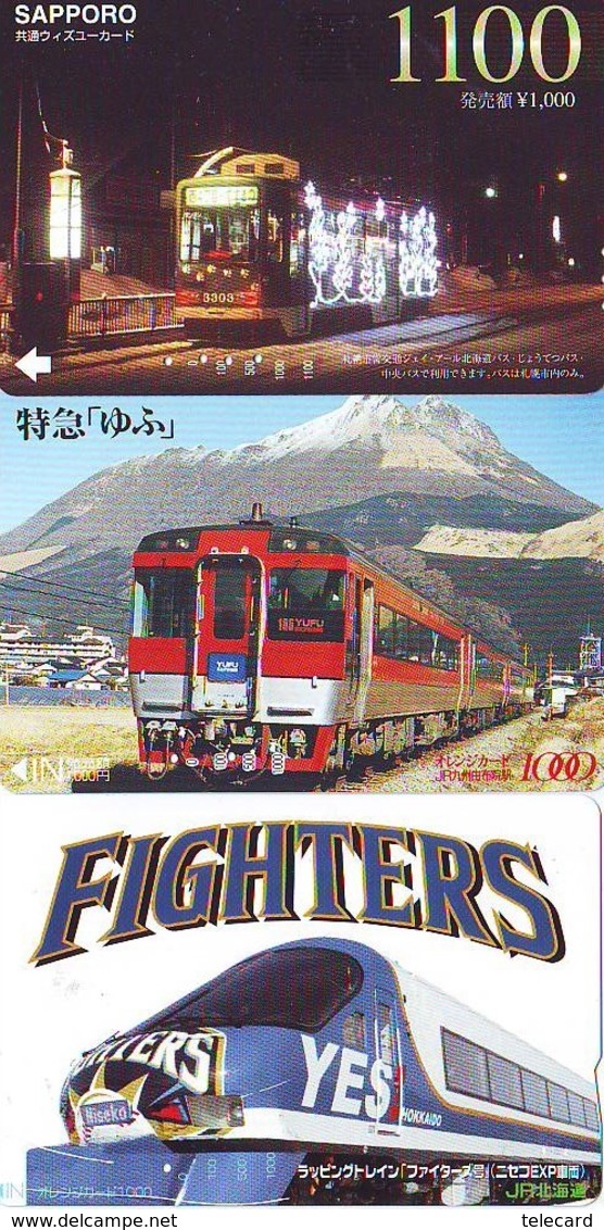 3 Carte Prépayée JAPON Différentes * CHEMIN DE FER (LOT TRAIN A-76) JAPAN * 3 TRAIN DIFFERENT PHONECARDS - Treinen