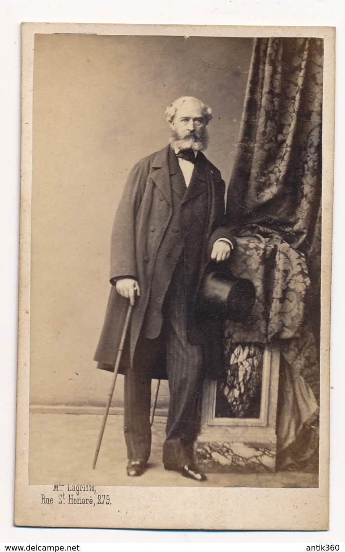 Photographie Ancienne XIXe CDV C. 1860 Portrait D'un Vieil Homme Bourgeois Photographe Lagriffe Paris - Old (before 1900)