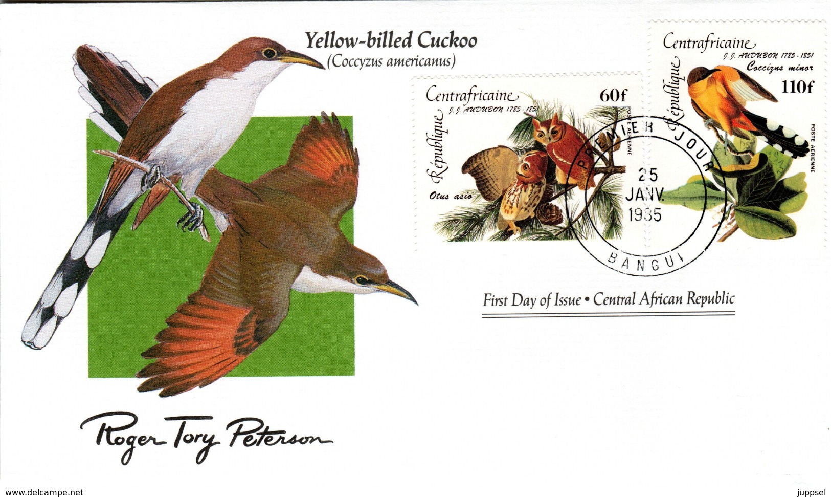 FDC  CENTRAL AFRICA  Birds  /  Oiseaux,  Lettre De Première Jour, CENTRAFRICAINE    COCCYZUS AMERICANUS - Sonstige & Ohne Zuordnung