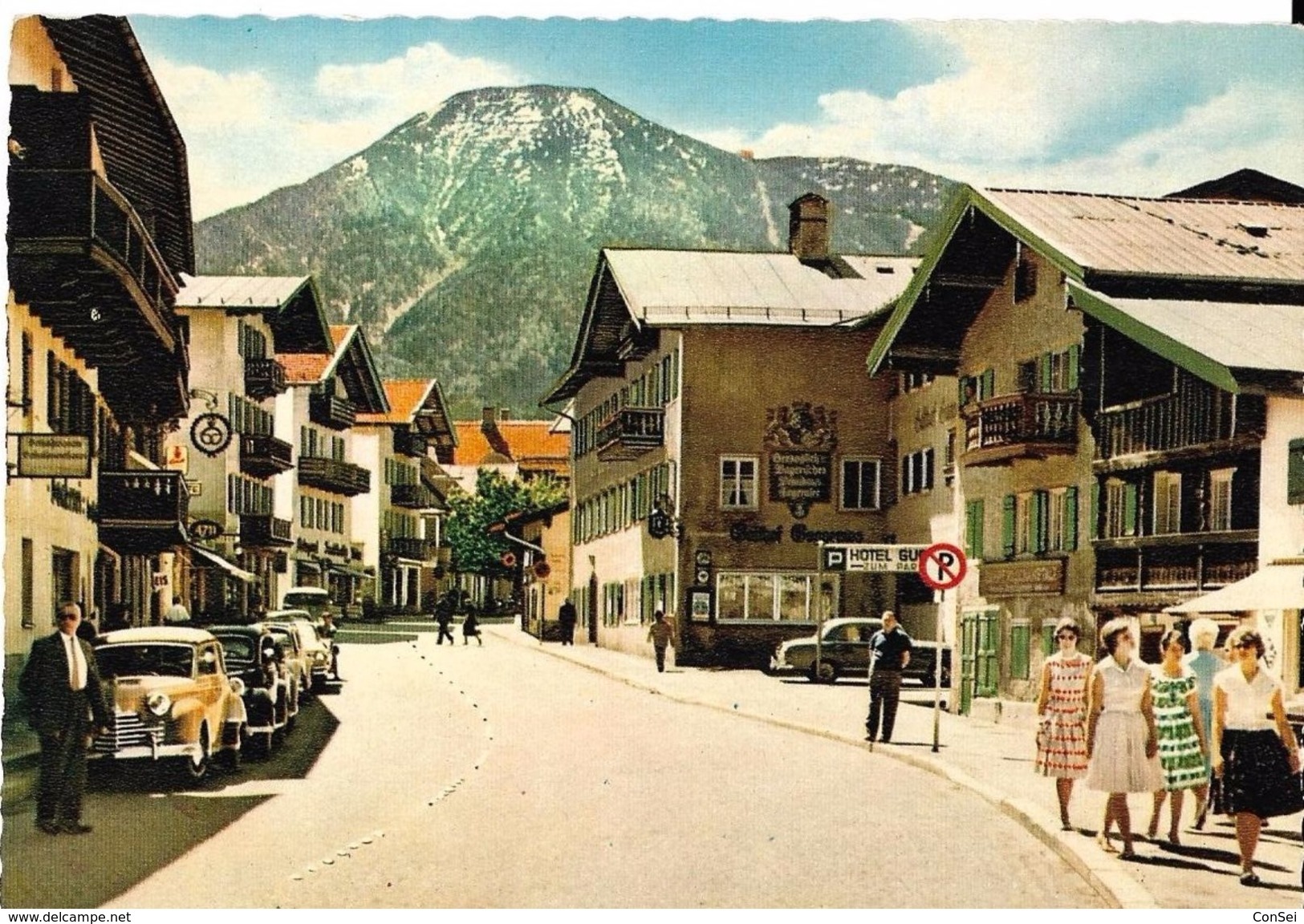 Postkarte Deutschland. Tegernsee - Hauptstrasse. Autos Menchen Kleider. Hotel Gu...?. 0147171010 - Tegernsee