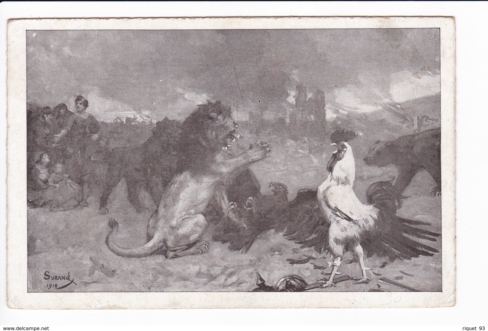 Dessin De Surand.X 1915 - Coq Combattant Un Lion - Heimat