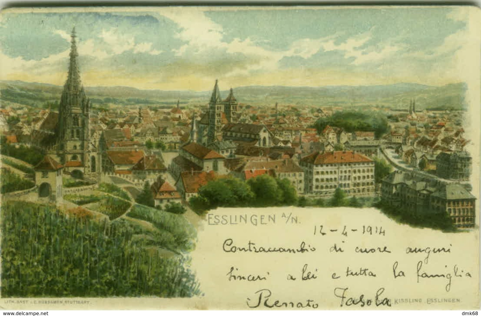 AK GERMANY - ESSLINGER A/N - LITH. C. RUBSAMEN - 1900s (BG4163) - Eislingen