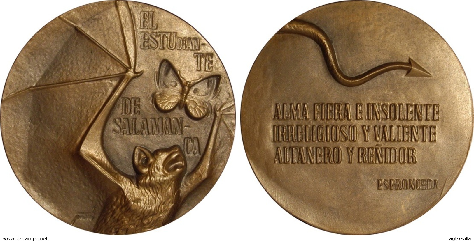 ESPAÑA. MEDALLA F.N.M.T. EL ESTUDIANTE DE SALAMANCA. 1.959. BRONCE. ESPAGNE. SPAIN MEDAL - Profesionales/De Sociedad