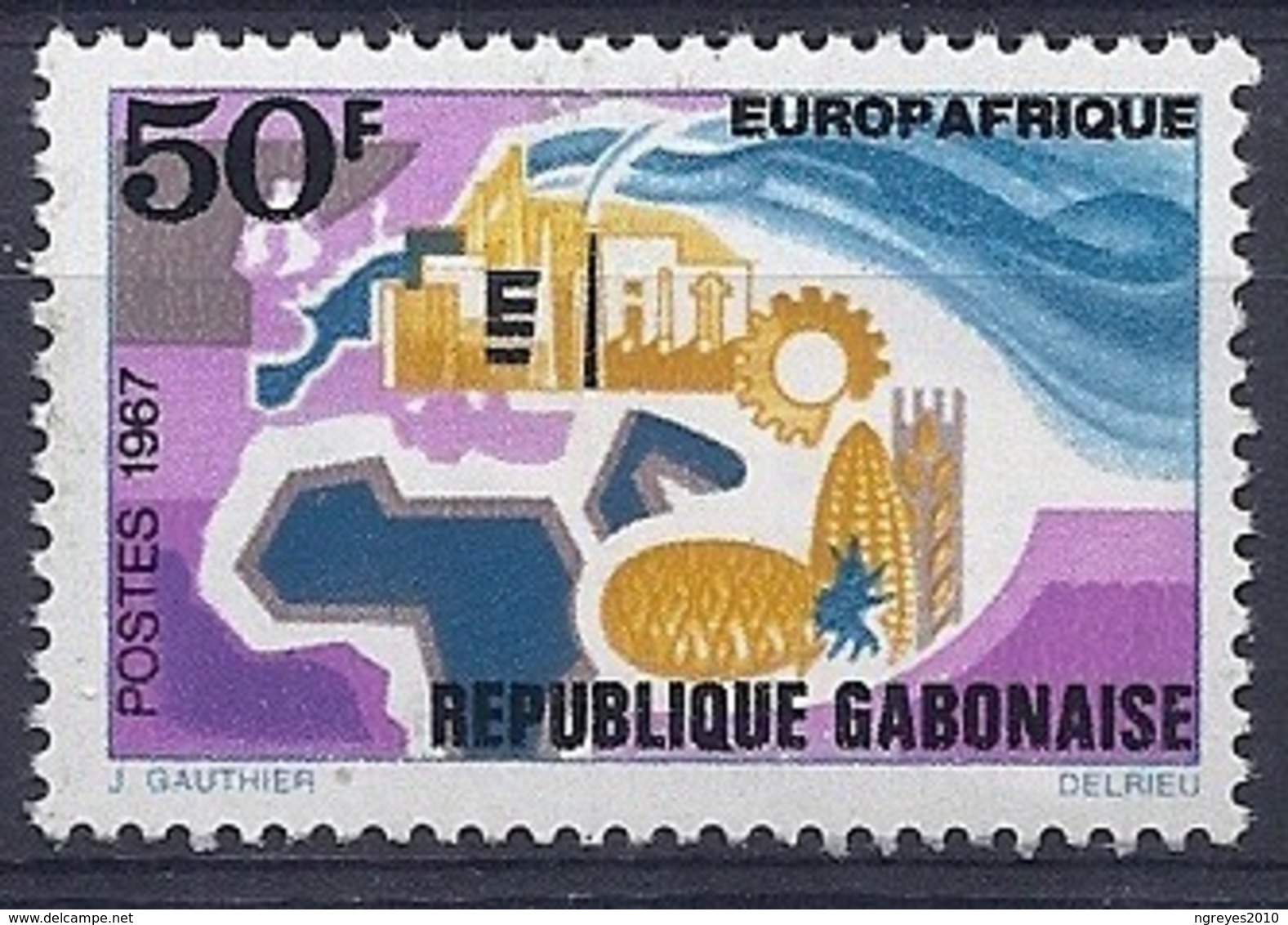 190032127  GABON  FR   YVERT   Nº  218  **/MNH - Nuevos