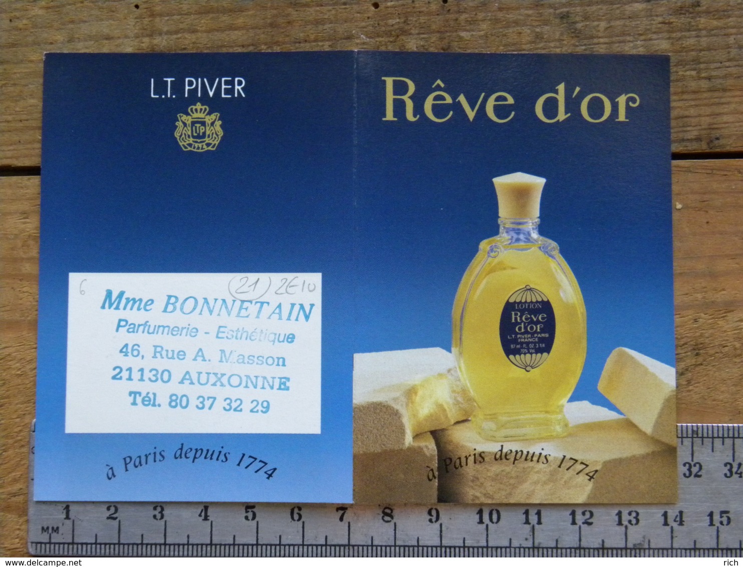 Carte Parfumée - L.T. PIVER - Rêve D'Or  - Pub Parfumerie Bonnetain  21 Auxonne - Calendrier 1995 - Zonder Classificatie