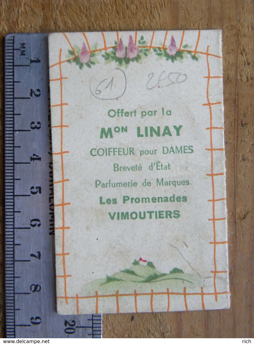 Carte Parfumée - CHERAMY Parfum Joli Soir  - Pub Coiffeur LINAY Les Promenades 61 Vimoutiers, Calendrier 1951 - Unclassified