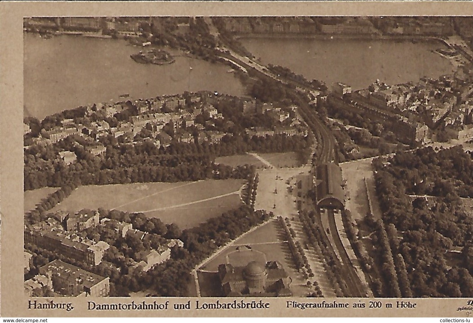 Deutschland  -   Hamburg  -  Dammtorbahnhof Und Lombardsbrücke - Fliegeraufnahme Aus 200 M.Höhe - Eisenbahnverkehr