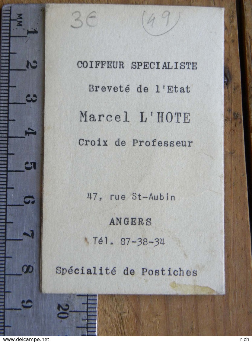 Carte Parfumée - CHERAMY Espace  - Pub Coiffeur Marcel L'Hote, 47 Rue St Aubin 49 Angers, Calendrier 1962 - Unclassified