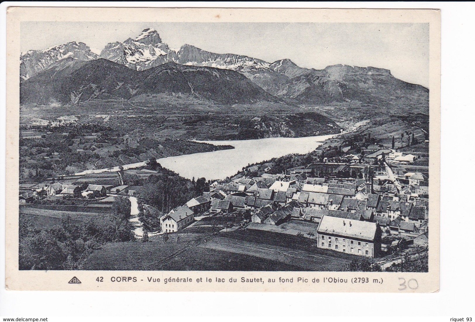 42 - CORPS - Vue Générale Et Le Lac Du Sautet, Au Fond Pic De L'Obiou - Corps