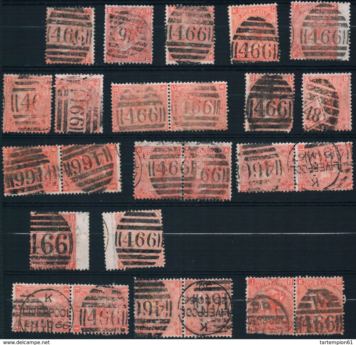 Queen Victoria 1865 4 P Large White Corner Letter 25 Stamps - Gebruikt