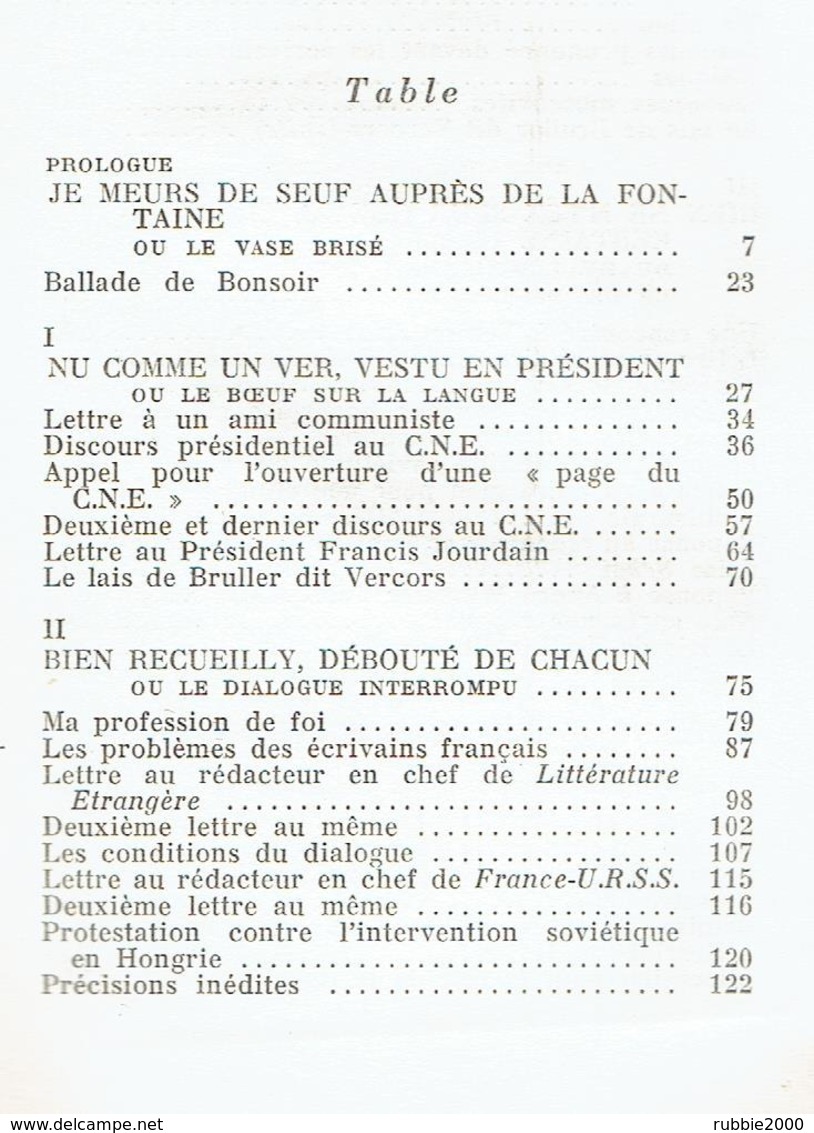 P.P.C. 1957 DE VERCORS POUR PRENDRE CONGE OU LE CONCOURS DE BLOIS EDITION ORIGINALE AVEC ENVOI JEAN BRULLER - Gesigneerde Boeken