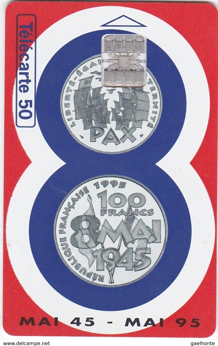 TC152 TÉLÉCARTE 50 UNITÉS - MONNAIE PIÈCE 100 FRANCS COMMÉMORATIVE - ARMISTICE 8 MAI 1945 - MONNAIE DE PARIS - Sellos & Monedas