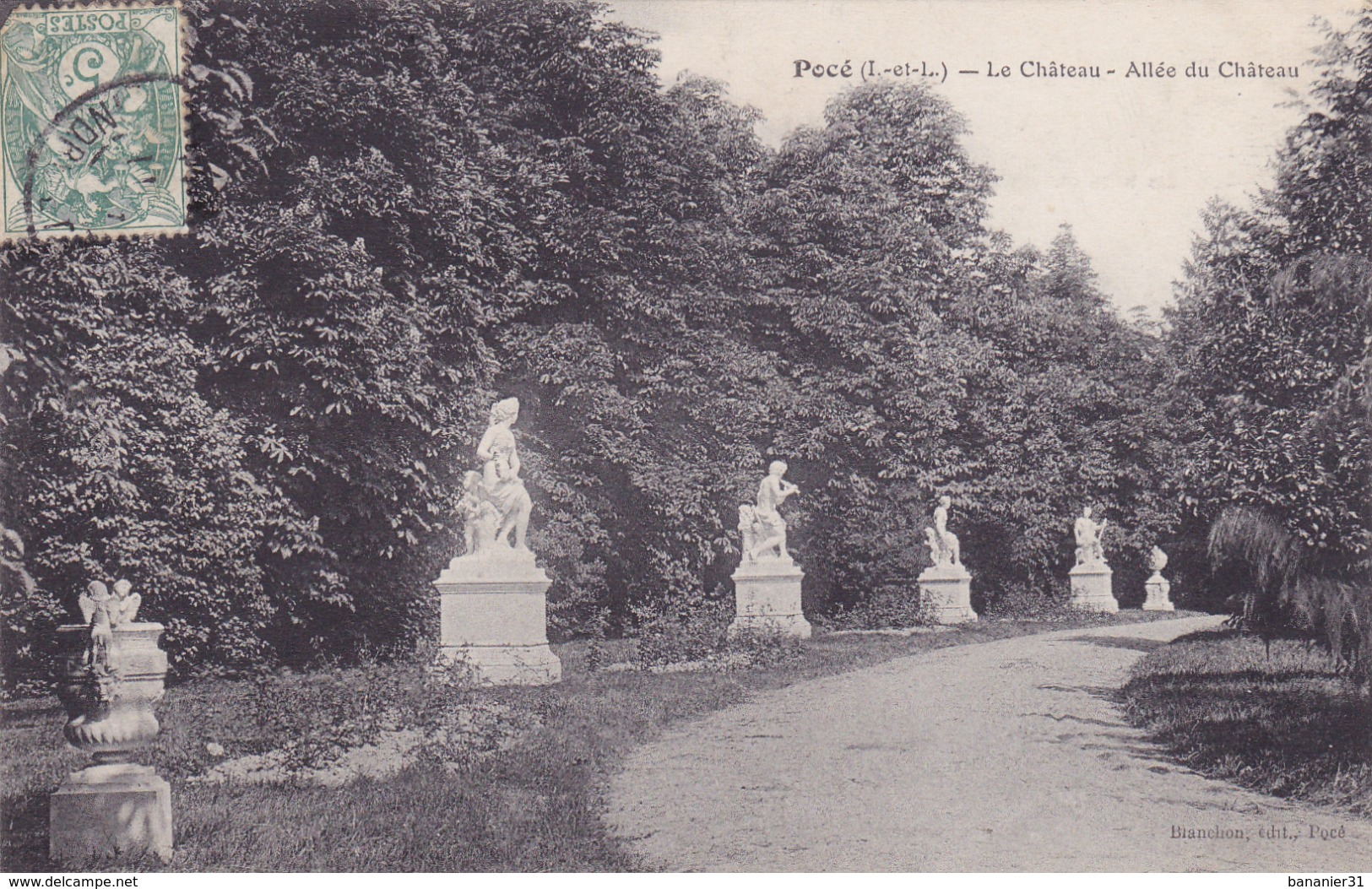 CPA 37 @ POCE - Le CHATEAU - Une Allée - Les Statues Humaines - Autres & Non Classés