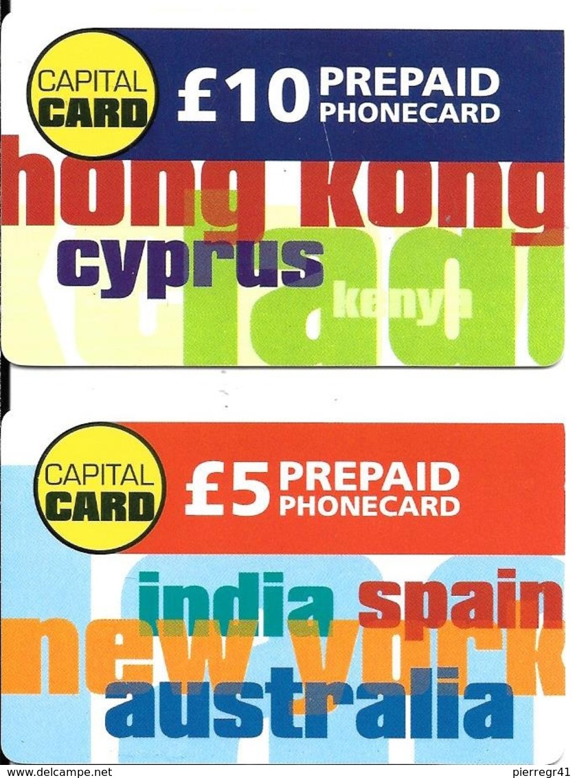 2-CARTES+-PREPAYEE-GB-5£/10£-CAPITAL CARD-Plastic Epais-TBE-RARE - Autres & Non Classés