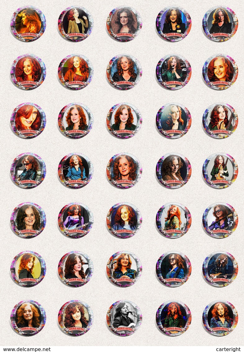 105 X Bonnie Raitt Music Fan ART BADGE BUTTON PIN SET 1-3 (1inch/25mm Diameter) - Music