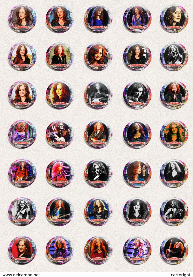 105 X Bonnie Raitt Music Fan ART BADGE BUTTON PIN SET 1-3 (1inch/25mm Diameter) - Music