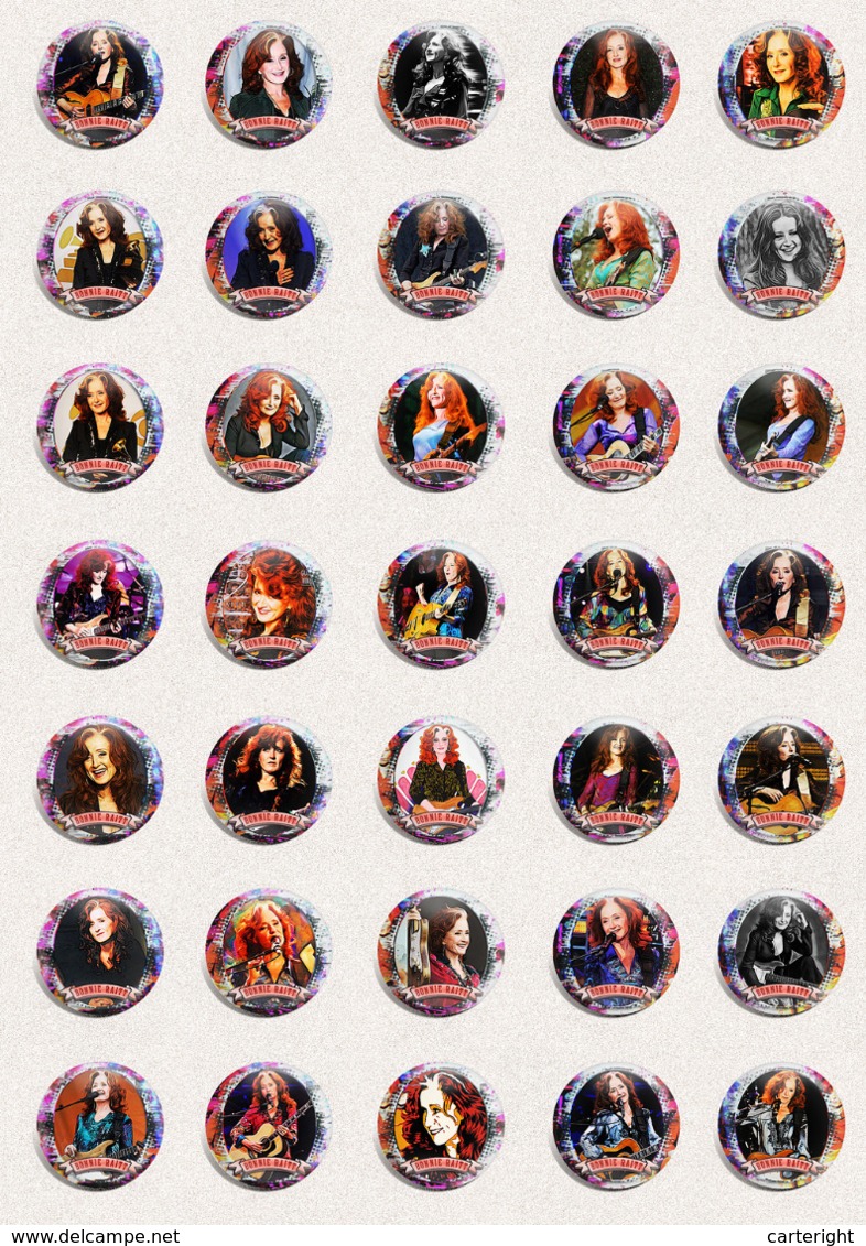 105 X Bonnie Raitt Music Fan ART BADGE BUTTON PIN SET 1-3 (1inch/25mm Diameter) - Music