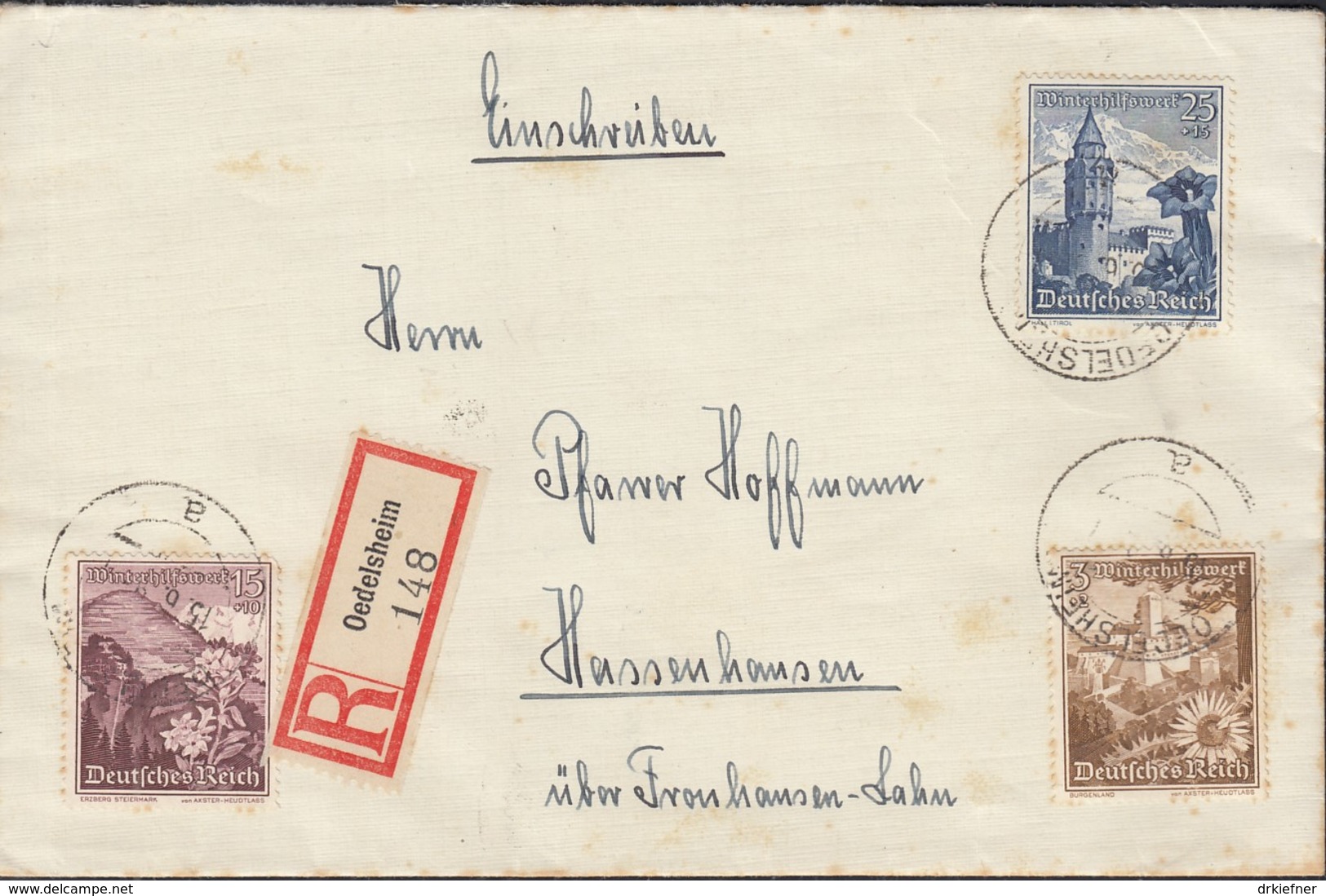 DR 675, 681, 682 MiF Auf R-Brief, Mit Stempel: Oedelsheim 15. 6.1939 - Briefe U. Dokumente