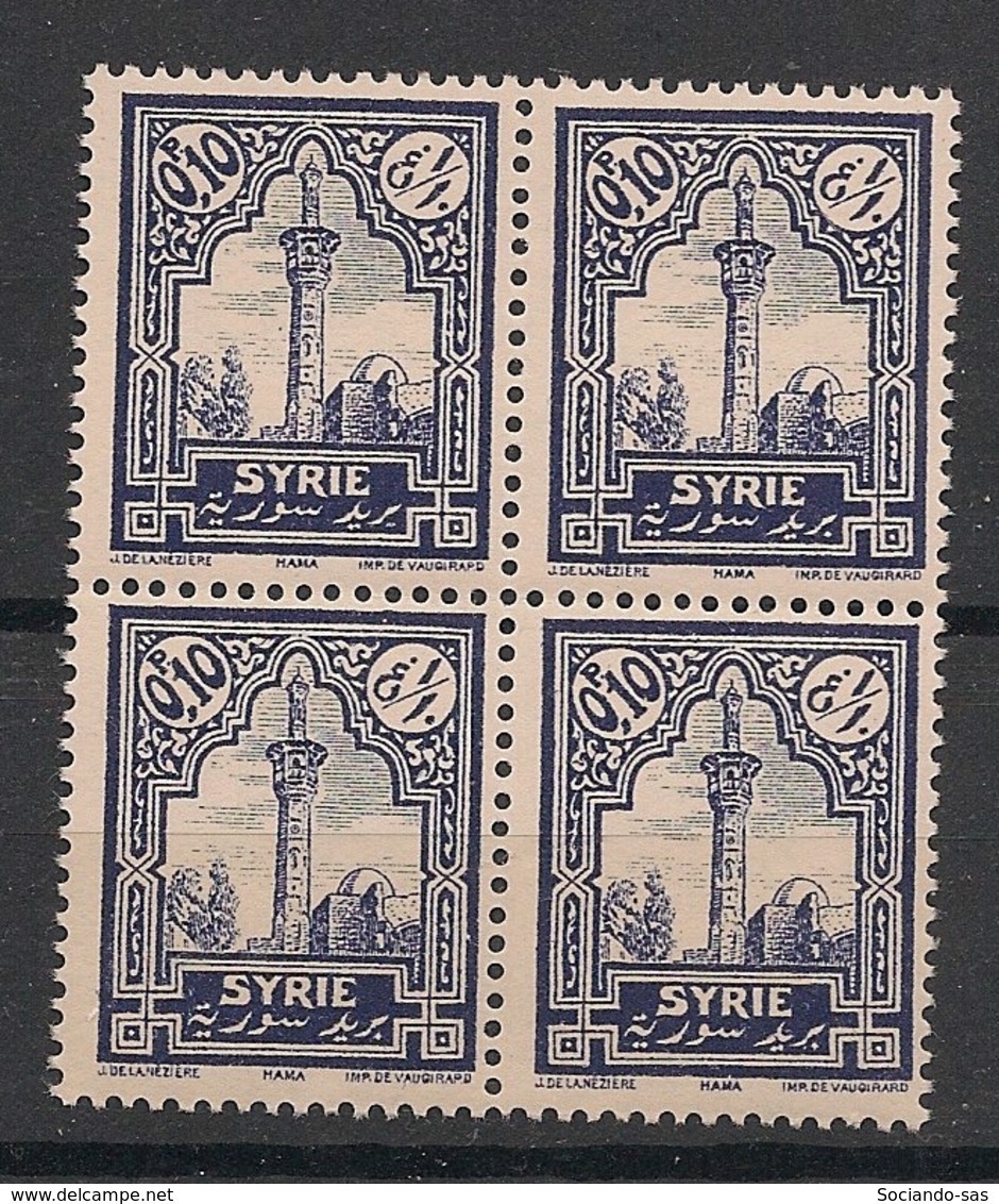 Syrie - 1925 - N°Yv. 154 - Hama 0pi10 - Bloc De 4 - Neuf Luxe ** / MNH / Postfrisch - Neufs