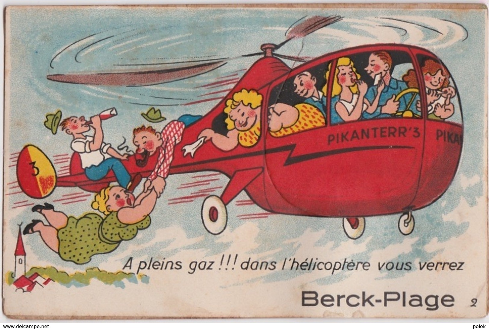 Bv - Carte à Système Complète BERCK PLAGE - A Pleins Gaz !!! Dans L'hélicoptère Vous Verrez - Berck