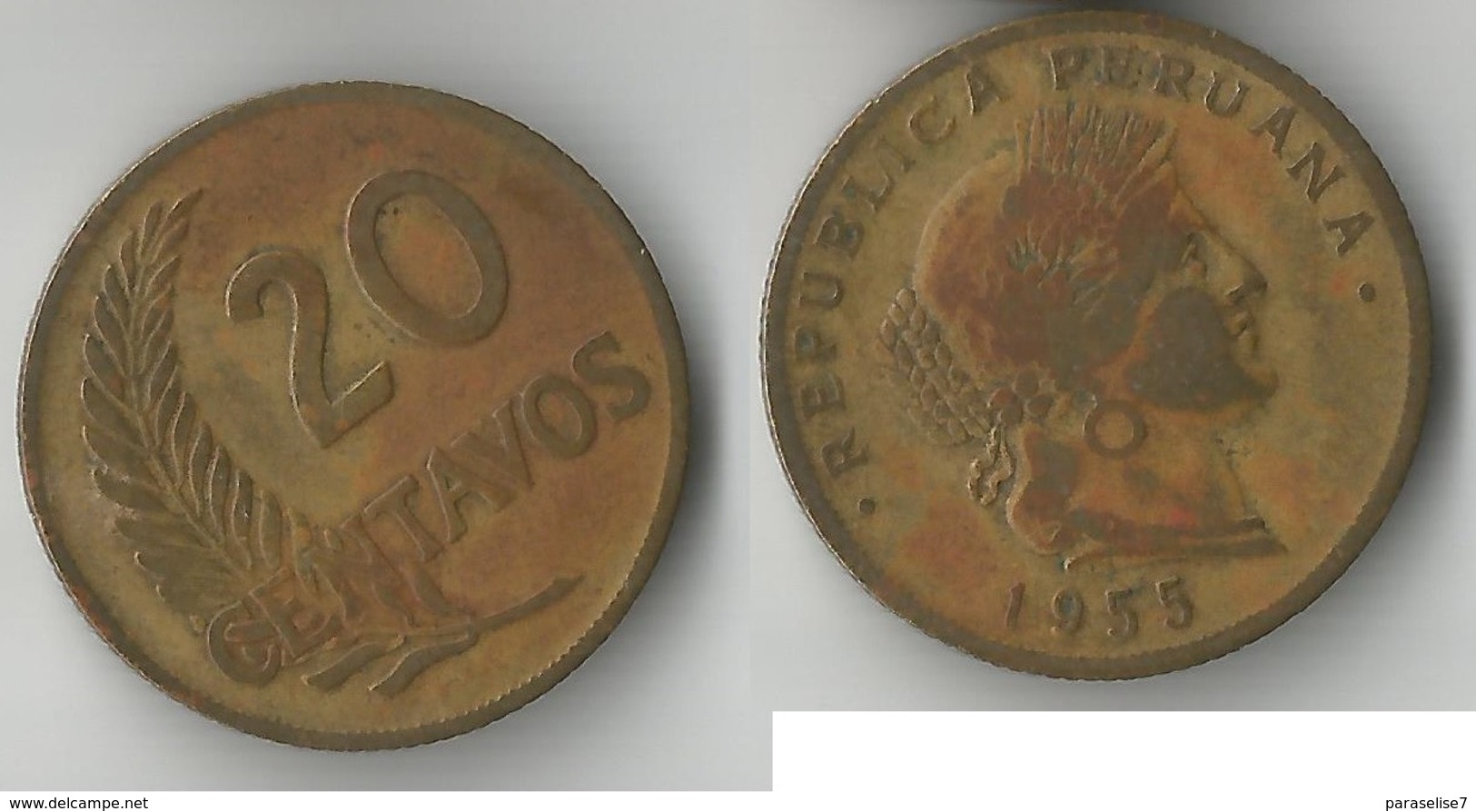 PEROU 20 CENTAVOS 1955 - Pérou